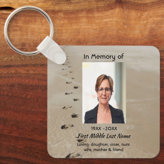 Porte-clés Christian Scripture Keepsake Footprints in Sand (Recto)