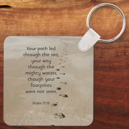 Porte-clés Christian Scripture Keepsake Footprints in Sand (Verso)