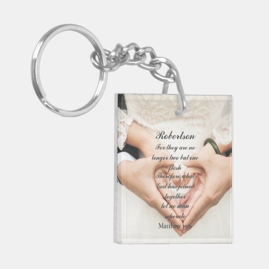 Porte-clés Christian Scripture Mariage Photo (Devant gauche)