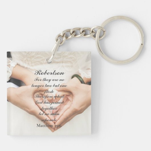 Porte-clés Christian Scripture Mariage Photo (Dos)
