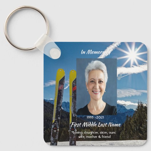 Porte-clés Christian Skiing Skier Memorial Keepsake (Recto)