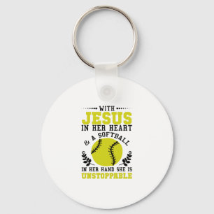 Porte-clés Christian Softball cadeau de baseball religieux