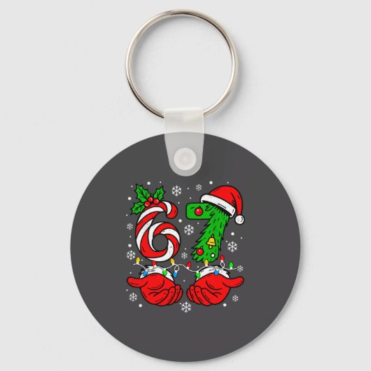 Porte-clés Christmas 67 Candy Cane Six Seven Meme Lights Sant (Recto)