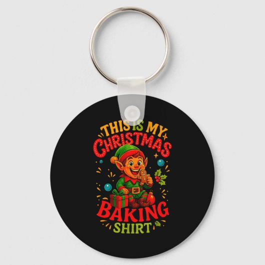 Porte-clés Christmas Baking Shirt Cute Elf Gingerbread Pastry (Recto)