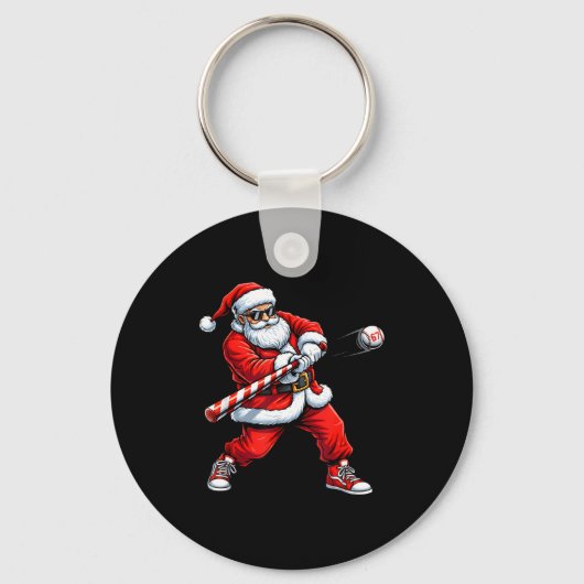 Porte-clés Christmas Baseball Player Santa Funny Xmas Boys Me (Recto)