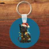 Porte-clés Christmas Black Cat Ice Cream Drip Santa Hat Cute  (Recto)