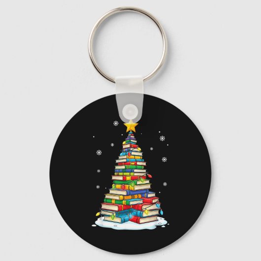 Porte-clés Christmas Book Tree Funny Librarians Books Lover (Recto)