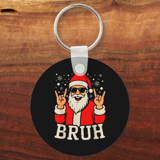 Porte-clés Christmas Bruh Meme Funny Santa Claus Teen Boys Ki (Recto)