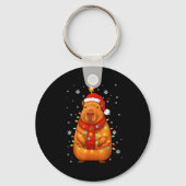 Porte-clés Christmas Capybara With Santa Hat Xmas Lights Tree (Recto)