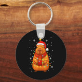 Porte-clés Christmas Capybara With Santa Hat Xmas Lights Tree (Recto)