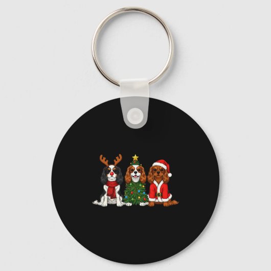 Porte-clés Christmas Cavalier King Charles Spaniel Santa Rein (Recto)