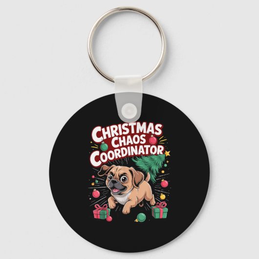 Porte-clés Christmas Chaos Coordinator Xmas Puppy Funny Puggl (Recto)