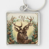 PORTE-CLÉS CHRISTMAS DEER AVEC PINE CONES MONOGRAMME DE LA CO (Devant)