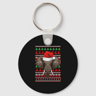Porte-clés Christmas Elephant Santa Hat Cute Animal Ugly Xmas