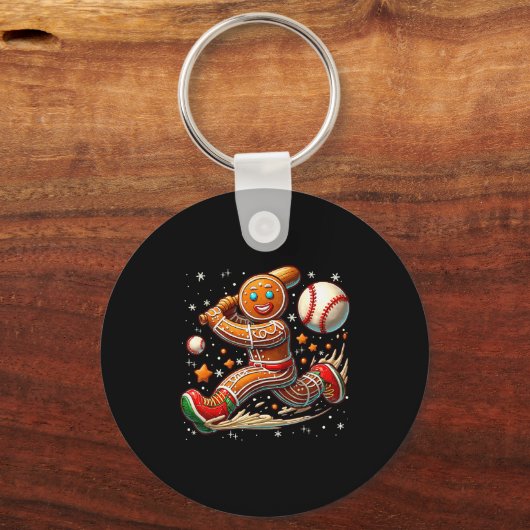 Porte-clés Christmas Gingerbread Man Srts Player Funny Baseba (Recto)