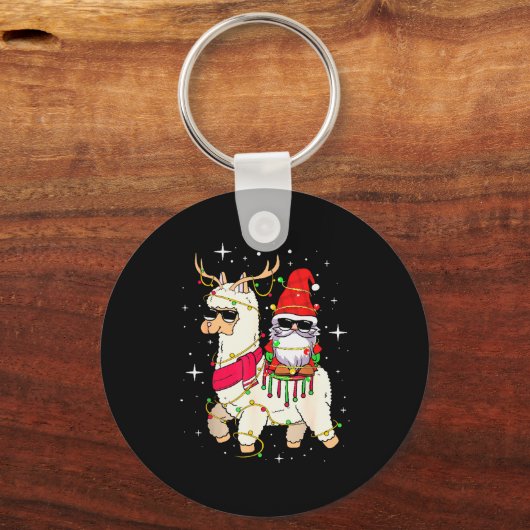 Porte-clés Christmas Gnome On Llama, Cute Alpaca Chanukah Chr (Recto)