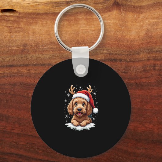 Porte-clés Christmas Goldendoodle Dog Reindeer Holiday Doodle (Recto)