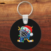Porte-clés Christmas Ice Hockey Helmet Santa Xmas Men Boys Ki (Recto)