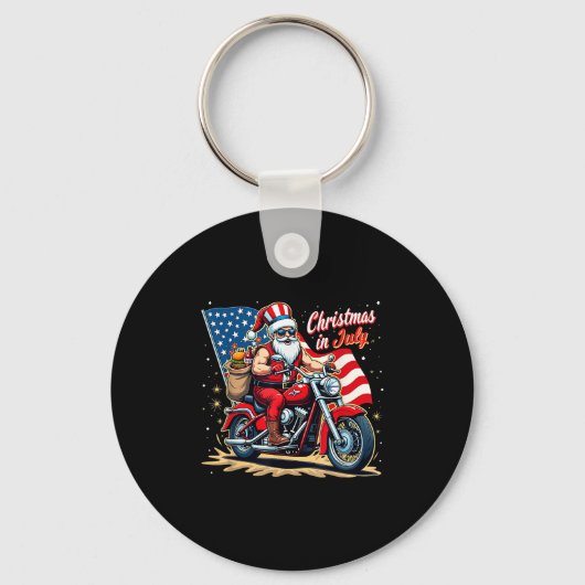 Porte-clés Christmas In July Biker Santa American Funny Summe (Recto)