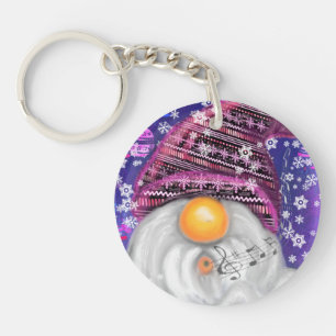 Porte-clés Christmas Keychain Gift Gnome In Purple Hat