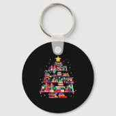 Porte-clés Christmas Library Tree Love Reading Books Nerd Tea (Recto)