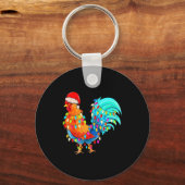Porte-clés Christmas Lights Chicken Wearing Xmas Hat Chicken (Recto)