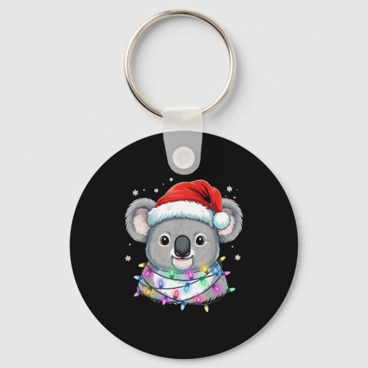 Porte-clés Christmas Lights Koala Santa Hat Cute Xmas Pajamas (Recto)