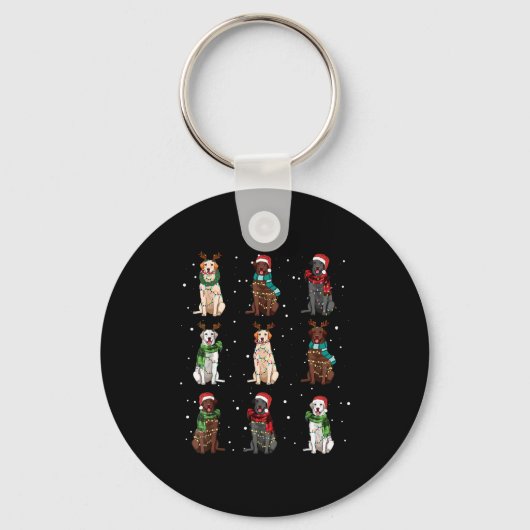 Porte-clés Christmas Lights Labrador Dog Lover Funny Xmas Dog (Recto)