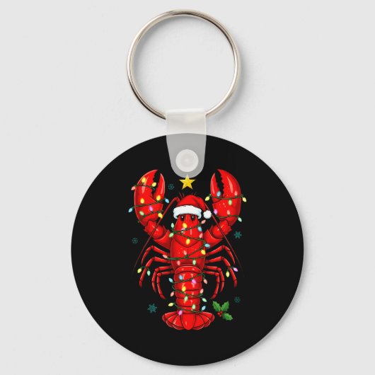 Porte-clés Christmas Lobster With Santa Hat Funny Holiday (Recto)