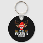Porte-clés Christmas Matching I'm The Watching Tv Reindeer (Recto)
