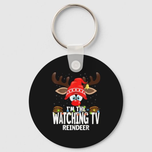 Porte-clés Christmas Matching I'm The Watching Tv Reindeer (Recto)