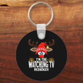 Porte-clés Christmas Matching I'm The Watching Tv Reindeer (Recto)