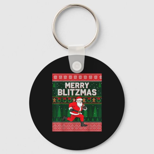 Porte-clés Christmas Merry Blitzmas Santa Football Ugly Sweat (Recto)