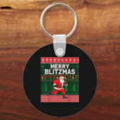 Porte-clés Christmas Merry Blitzmas Santa Football Ugly Sweat (Recto)