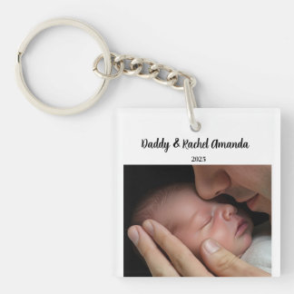 Porte-clés Christmas Miracle Daddy & Baby Photo Birth Stats