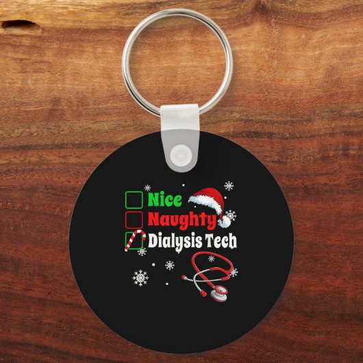 Porte-clés Christmas Nice Naughty Dialysis Tech Scrub Top Men (Recto)