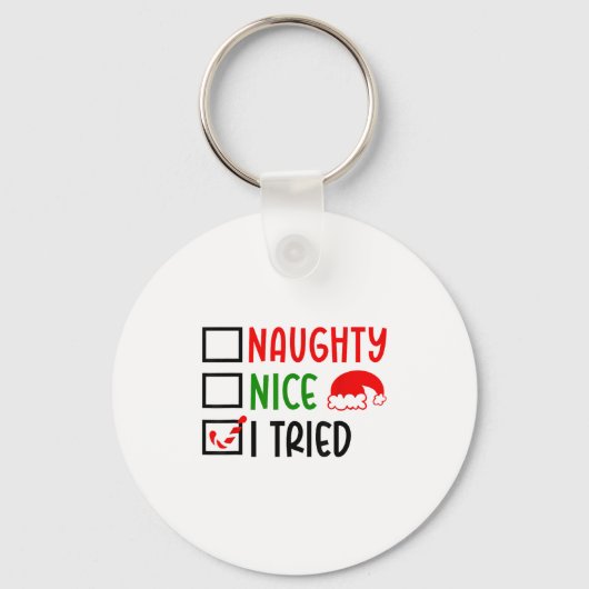 Porte-clés Christmas Nice Naughty I Tried List Funny Family X (Recto)