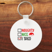 Porte-clés Christmas Nice Naughty I Tried List Funny Family X (Recto)