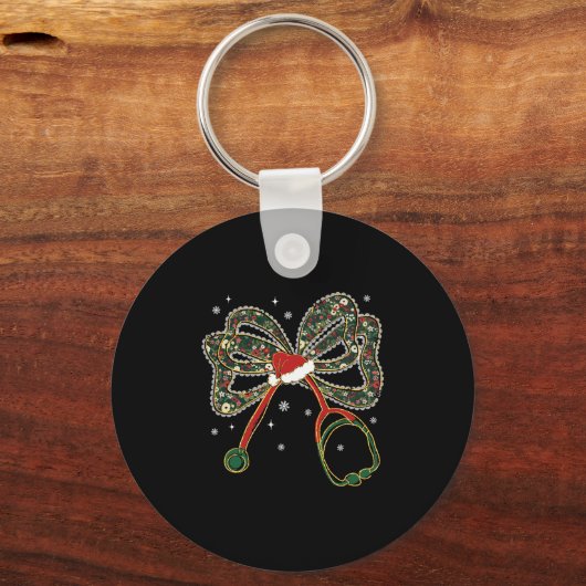 Porte-clés Christmas Nurse Coquette Bow Stethoscope Xmas Sant (Recto)