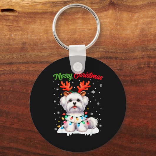 Porte-clés Christmas Pajamas Men Women Kids Maltese Dog Chris (Recto)