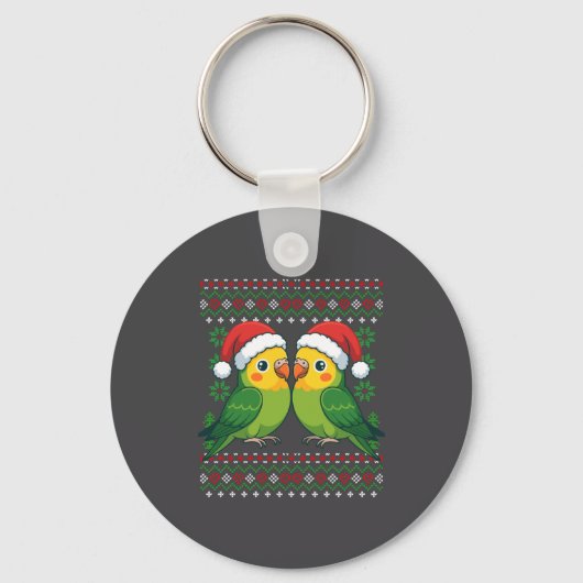 Porte-clés Christmas Parakeet Ugly Xmas Sweater Parakeets Lon (Recto)