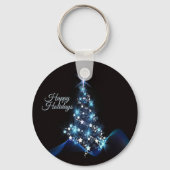 Porte-clés Christmas Party Blue Tree Shiny Black Elegant (Recto)