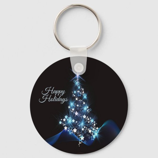 Porte-clés Christmas Party Blue Tree Shiny Black Elegant (Recto)