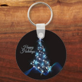 Porte-clés Christmas Party Blue Tree Shiny Black Elegant (Recto)