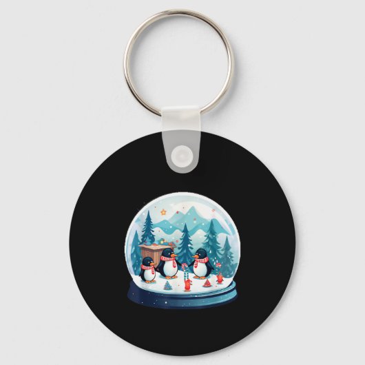 Porte-clés Christmas Penguin Snow Globe Scene Family Holiday (Recto)