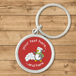 Porte-clés Christmas Penguin with Snow Balls Waving Keychain
