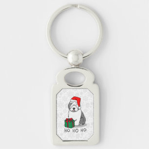 Porte-clés Christmas Père Noël Old English Sheepdog (Grey 1)