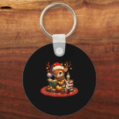 Porte-clés Christmas Reading Book Lovers Bookworm Coffee Rein (Recto)