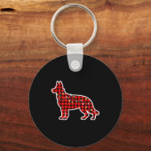 Porte-clés Christmas Red And Black Buffalo Plaid German Sheph (Recto)