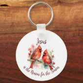 Porte-clés Christmas Red Cardinal Jesus Reason for Season (Recto)